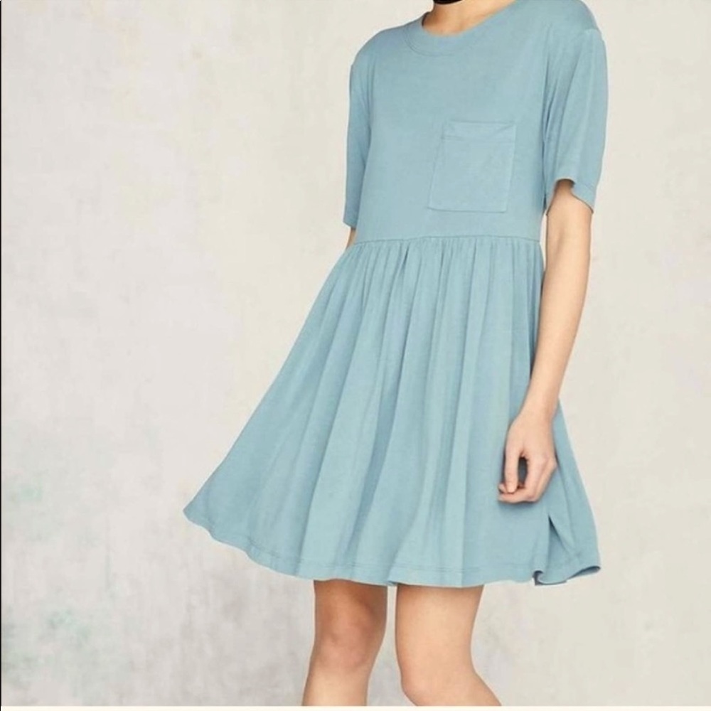 Silence + Noise Blue T Shirt Pocket Dress UO